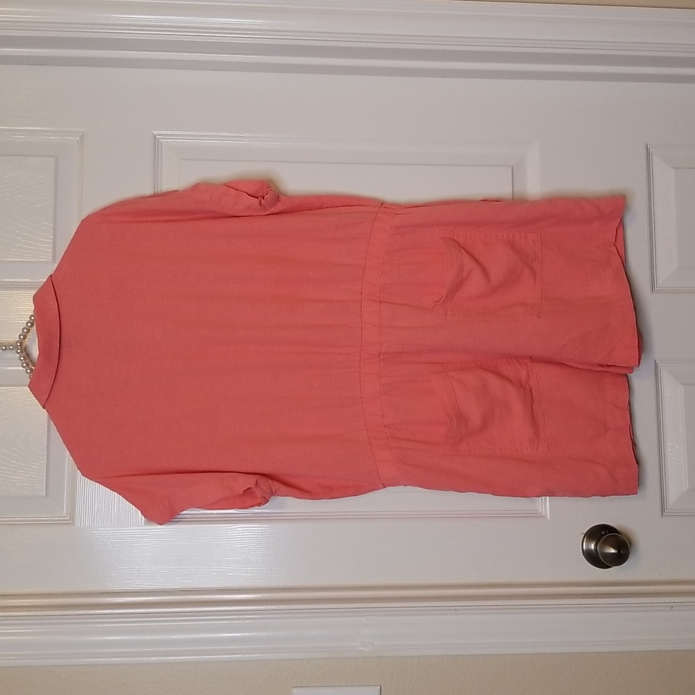 Universal Thread Womens Coral Pink Linen Blend Shortsleeve Romper Shorts Size 14 - Picture 6 of 11